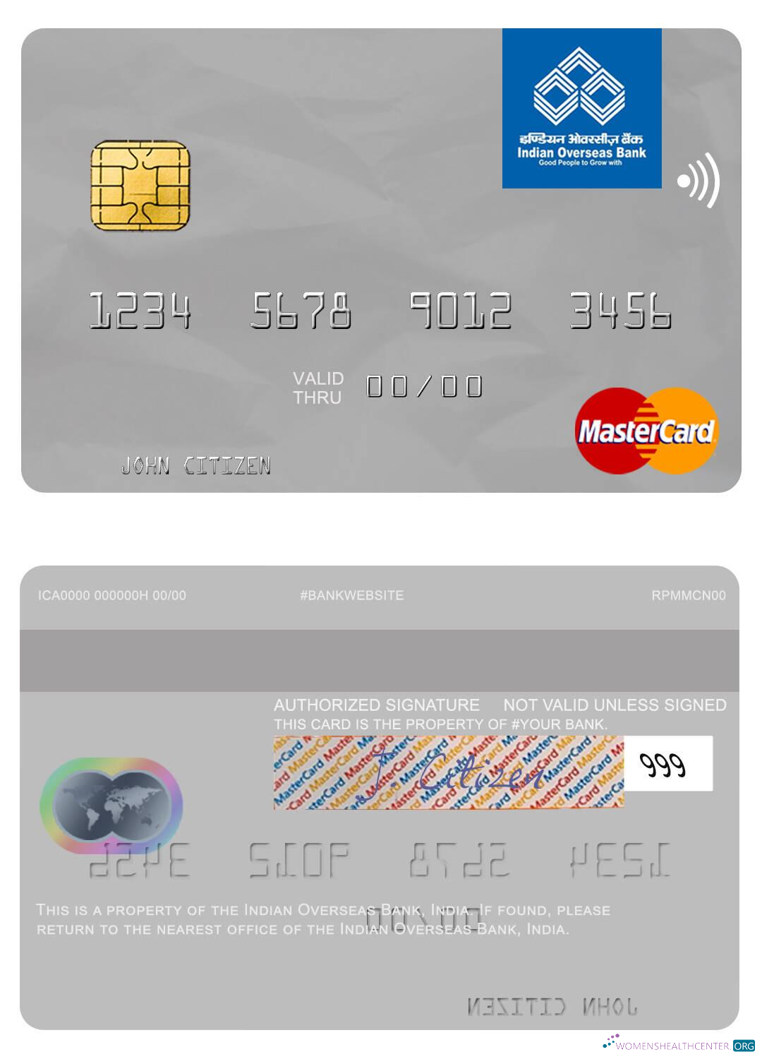 Download India Indian Overseas Bank mastercard Photoshop template